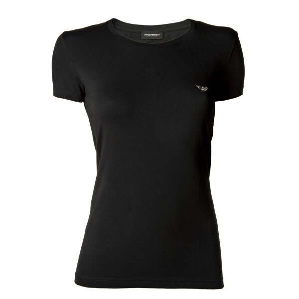 EMPORIO ARMANI Ladies T-Shirt - Round Neck, Loungewear, Short Sleeve, Stretch Cotton Black XS (X-Small)