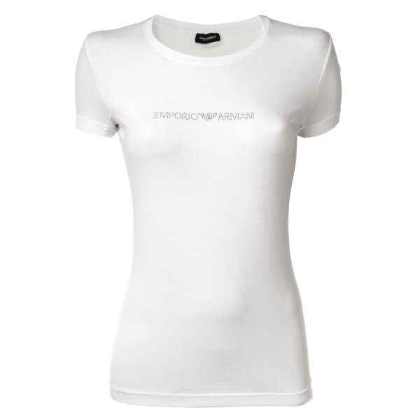 EMPORIO ARMANI Ladies T-Shirt - Round Neck, Loungewear, Short Sleeve, Stretch Cotton White XS (X-Small)
