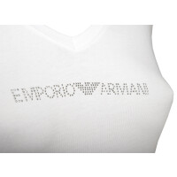EMPORIO ARMANI Damen T-Shirt - Rundhals, Loungewear, Kurzarm, Stretch Cotton Weiss XS