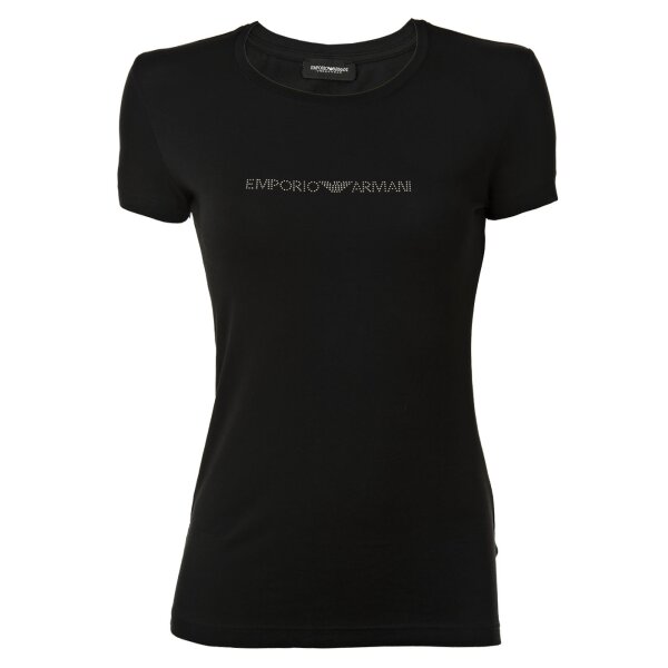 EMPORIO ARMANI Ladies T-Shirt - Round Neck, Loungewear, Short Sleeve, Stretch Cotton Black XL (X-Large)