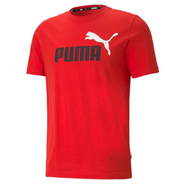 PUMA Herren T-Shirt - ESS+ Essentials 2 Col Logo Tee, Rundhals, Kurzarm, uni Rot 3XL
