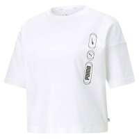 PUMA Damen T-Shirt - Rebel Fashion Tee, Crop-Top, Rundhals, Kurzarm, uni Weiß XS