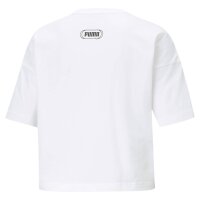 PUMA Damen T-Shirt - Rebel Fashion Tee, Crop-Top, Rundhals, Kurzarm, uni Weiß XS