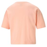 PUMA Damen T-Shirt - Essentials Cropped Small Logo Tee, Rundhals, Kurzarm, uni Apricot L