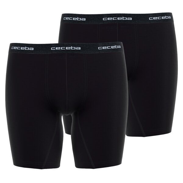 CECEBA Herren Shorts, 2er Pack - Boxershort, Long Boxer, Basic, Baumwolle, M-7XL, einfarbig Schwarz L