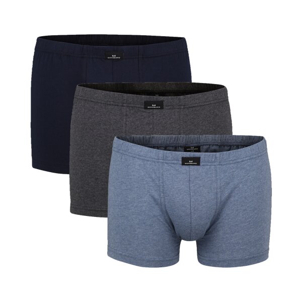Götzburg Herren Pants 3er Pack - Single Jersey, Unterwäsche Set, Cotton Stretch Blau/Grau XL