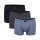 Götzburg Herren Pants 3er Pack - Single Jersey, Unterwäsche Set, Cotton Stretch Blau/Grau XL