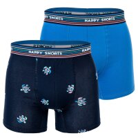 Happy Shorts Herren Boxer Shorts, 2er Pack - Retro Jersey, Logobund
