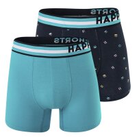 Happy Shorts Herren Boxer Shorts, 2er Pack - Retro Jersey, Logobund