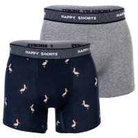 Happy Shorts Herren Boxer Shorts, 2er Pack - Retro Jersey, Logobund