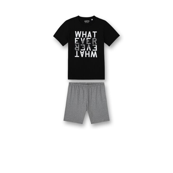 Sanetta Boys Pyjamas Set - short, Children, 2-Piece, Print Black/Grey 128