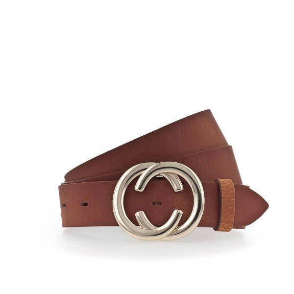 Vanzetti Ladies Belt - Leather Belt, Double Buckle, Unicoloured Brown 70 cm