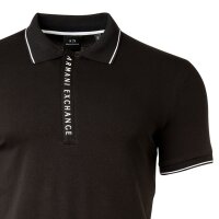 A|X ARMANI EXCHANGE Herren Poloshirt - Hidden Buttons, Cotton Stretch Schwarz L