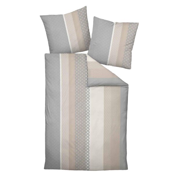 Janine Bed Linen 2 Pieces - Mako-Soft-Seersucker, Cotton, non-Iron, patterned Beige 135x200cm