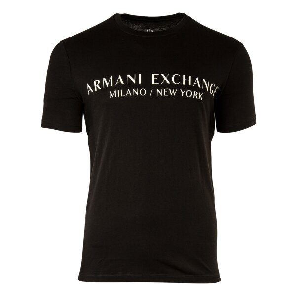 A|X ARMANI EXCHANGE Mens T-shirt - Script, Round Neck, Cotton Stretch Black L (Large)