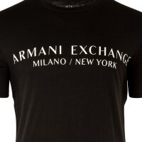 A|X ARMANI EXCHANGE Herren T-Shirt - Schriftzug, Rundhals, Cotton Stretch Schwarz L