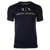 A|X ARMANI EXCHANGE Herren T-Shirt - Schriftzug, Rundhals, Cotton Stretch Marine S