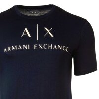 A|X ARMANI EXCHANGE Herren T-Shirt - Schriftzug, Rundhals, Cotton Stretch Marine S