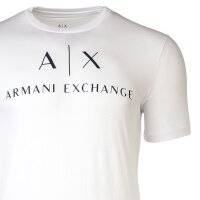 A|X ARMANI EXCHANGE Herren T-Shirt - Schriftzug, Rundhals, Cotton Stretch Weiß S