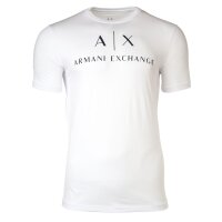 A|X ARMANI EXCHANGE Mens T-shirt - Script, Round Neck, Cotton Stretch White XL (X-Large)