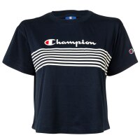 Champion Damen T-Shirt - Crewneck, Crop-Top, Uni, Logo-Print, Rundhals, Kurzarm