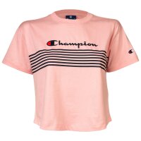 Champion Damen T-Shirt - Crewneck, Crop-Top, Uni, Logo-Print, Rundhals, Kurzarm