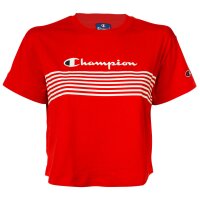 Champion Damen T-Shirt - Crewneck, Crop-Top, Uni, Logo-Print, Rundhals, Kurzarm