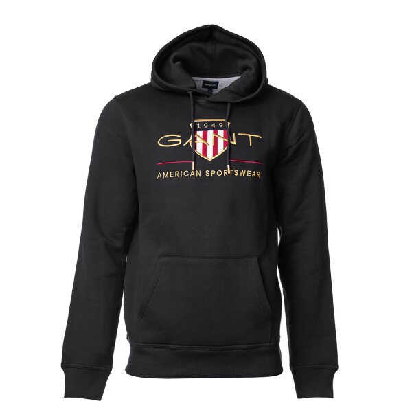 GANT Herren Hoodie - Archive Shield, Kapuzen-Pullover, Logo Schwarz XS