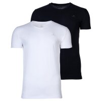 GANT Herren T-Shirt, 2er Pack - V-Ausschnitt, V-Neck, kurzarm, Baumwolle Schwarz/Weiß S