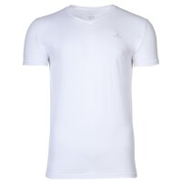 GANT Mens T-shirt, 2-pack - V-neck, V-neck, short-sleeved, cotton Black/White S (Small)