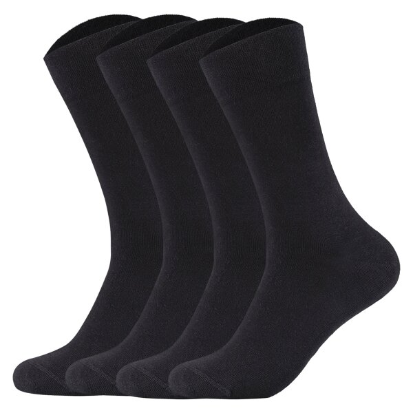 Camano Herren Socken, 4er Pack - Organic Cotton, einfarbig Schwarz 43-46