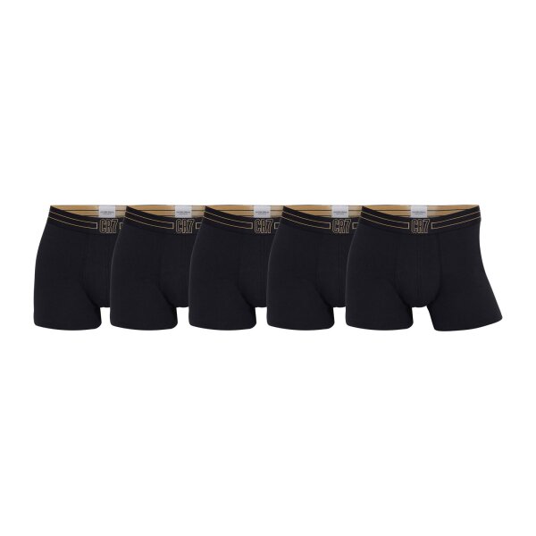 CR7 Herren Boxer Shorts, 5er Pack - Trunks, Organic Cotton Stretch Schwarz/Gold XL