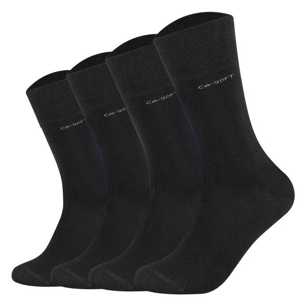 Camano Unisex Socken - Soft Socks, einfarbig, 4er Pack Schwarz 39-42