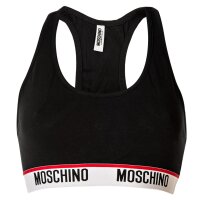 MOSCHINO Damen Bustier - Bra, Sport-BH, Racerback, Cotton Stretch, einfarbig Schwarz S