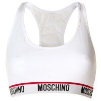 MOSCHINO Ladies Bustier - Bra, Sports Bra, Racerback, Cotton Stretch, plain White XS (X-Small)
