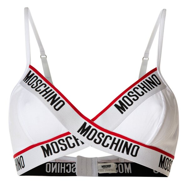 MOSCHINO Women Bustier - Bra, BH, Logo, Stretch Cotton White XS (X-Small)