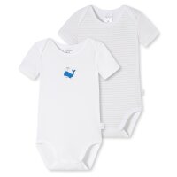 SCHIESSER baby bodysuit, 2-pack - short-sleeved, romper suit, print/ringlet, double pack White2 92 (1 1/2 Years)