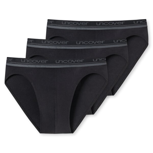 UNCOVER by SCHIESSER Mens Briefs 3-Pack - Rio Briefs, Series "Uncover", Logo Waistband Black L (Large)