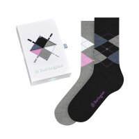 Burlington Damen Socken, 2er Pack - Geschenk-Set, Argyle, Raute, Onesize