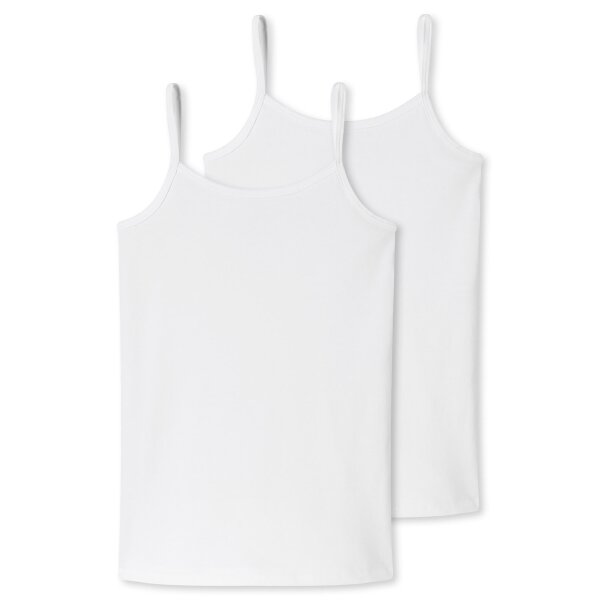 SCHIESSER girl spaghetti top 2-pack - strappy top, undershirt, cotton stretch White 176 (14 years)