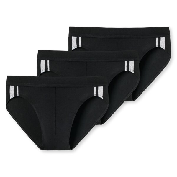 SCHIESSER Herren Slip 3er Pack - Rio Slip 95/5, Cotton Stretch, Seitenstreifen Schwarz S