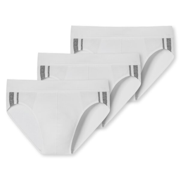 SCHIESSER Mens Briefs 3-Pack - Rio Slip 95/5, Cotton Stretch, side Stripes White M (Medium)