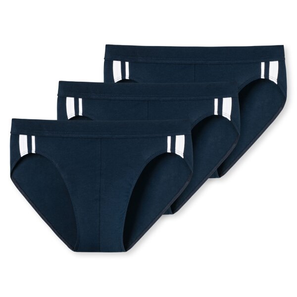 SCHIESSER Mens Briefs 3-Pack - Rio Slip 95/5, Cotton Stretch, side Stripes Dark blue XL (X-Large)