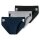 SCHIESSER Mens Briefs 3-Pack - Rio Slip 95/5, Cotton Stretch, side Stripes Black/Grey/Dark Blue L (Large)