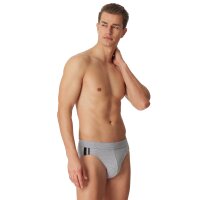 SCHIESSER Herren Slip 3er Pack - Rio Slip 95/5, Cotton Stretch, Seitenstreifen Schwarz/Grau/Dunkelblau 4XL
