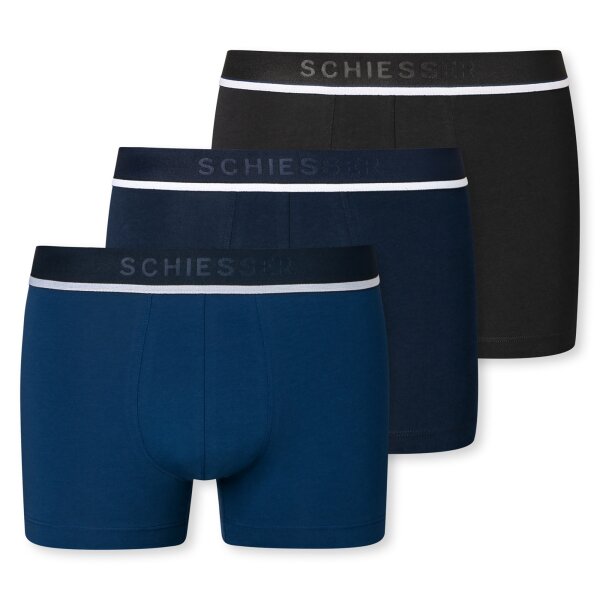 SCHIESSER Herren Shorts 3er Pack - Serie "95/5", Unterhose, Logobund, uni, S-2XL Schwarz/Blau S