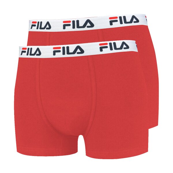 FILA Mens Boxer Shorts, Pack of 2 - Cotton, plain red XL (X-Large)