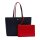 LACOSTE Damen Wendetasche mit Pochete - ANNA Shopping Bag, 35x30x14cm (BxHxT), mehrfarbig Blau/Rot