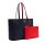 LACOSTE Damen Wendetasche mit Pochete - ANNA Shopping Bag, 35x30x14cm (BxHxT), mehrfarbig Blau/Rot