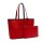 LACOSTE Damen Wendetasche mit Pochete - ANNA Shopping Bag, 35x30x14cm (BxHxT), mehrfarbig Blau/Rot